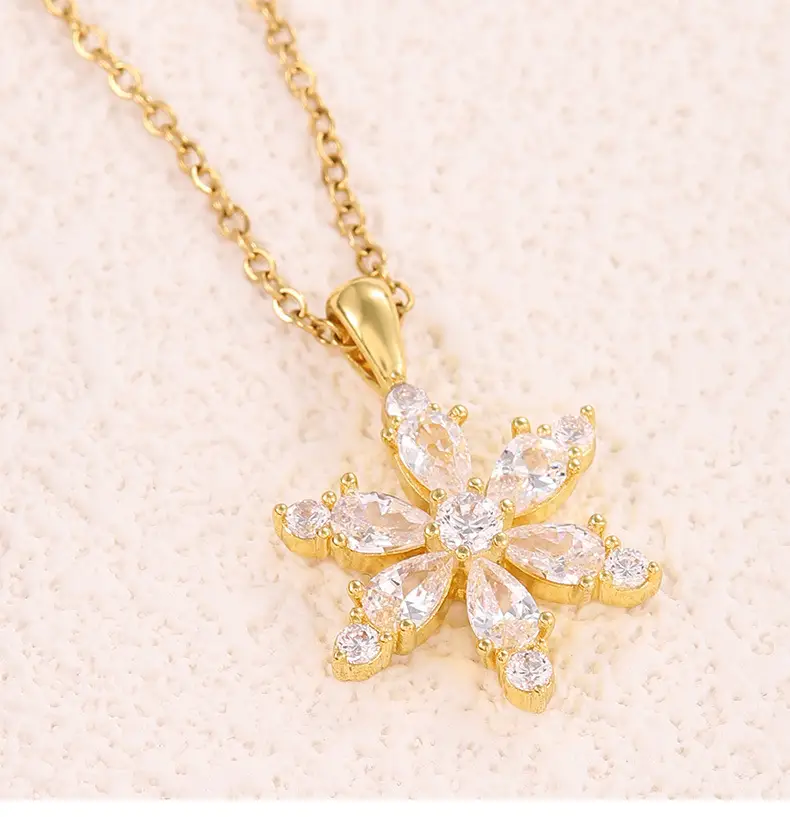 Cross-Cheek Zircon Flower Necklace Set β feature 8