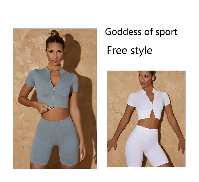 White Cross-Border Seamless Yoga Gym Top — feature 17