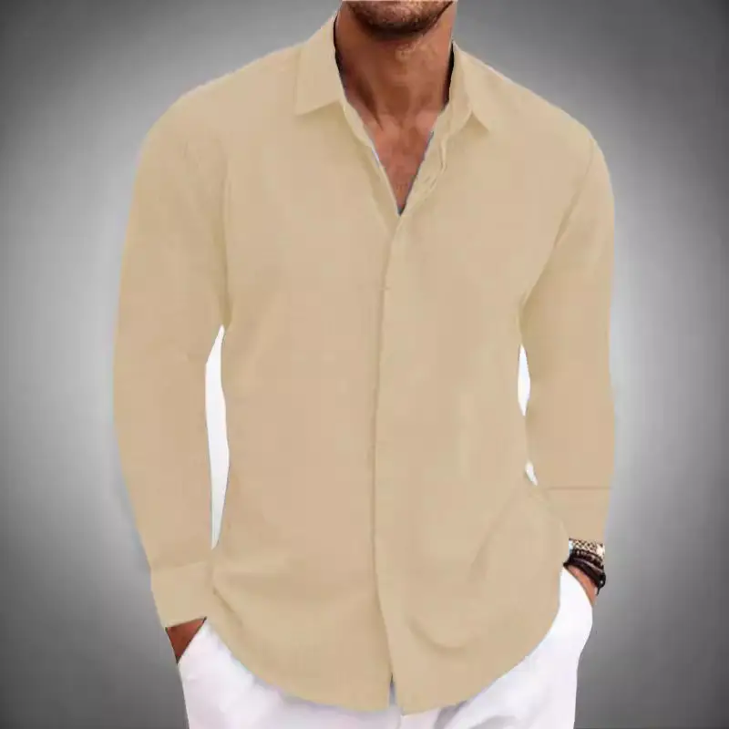 Men's Grey Patchwork Long Sleeve Shirt 2026 - Image 12