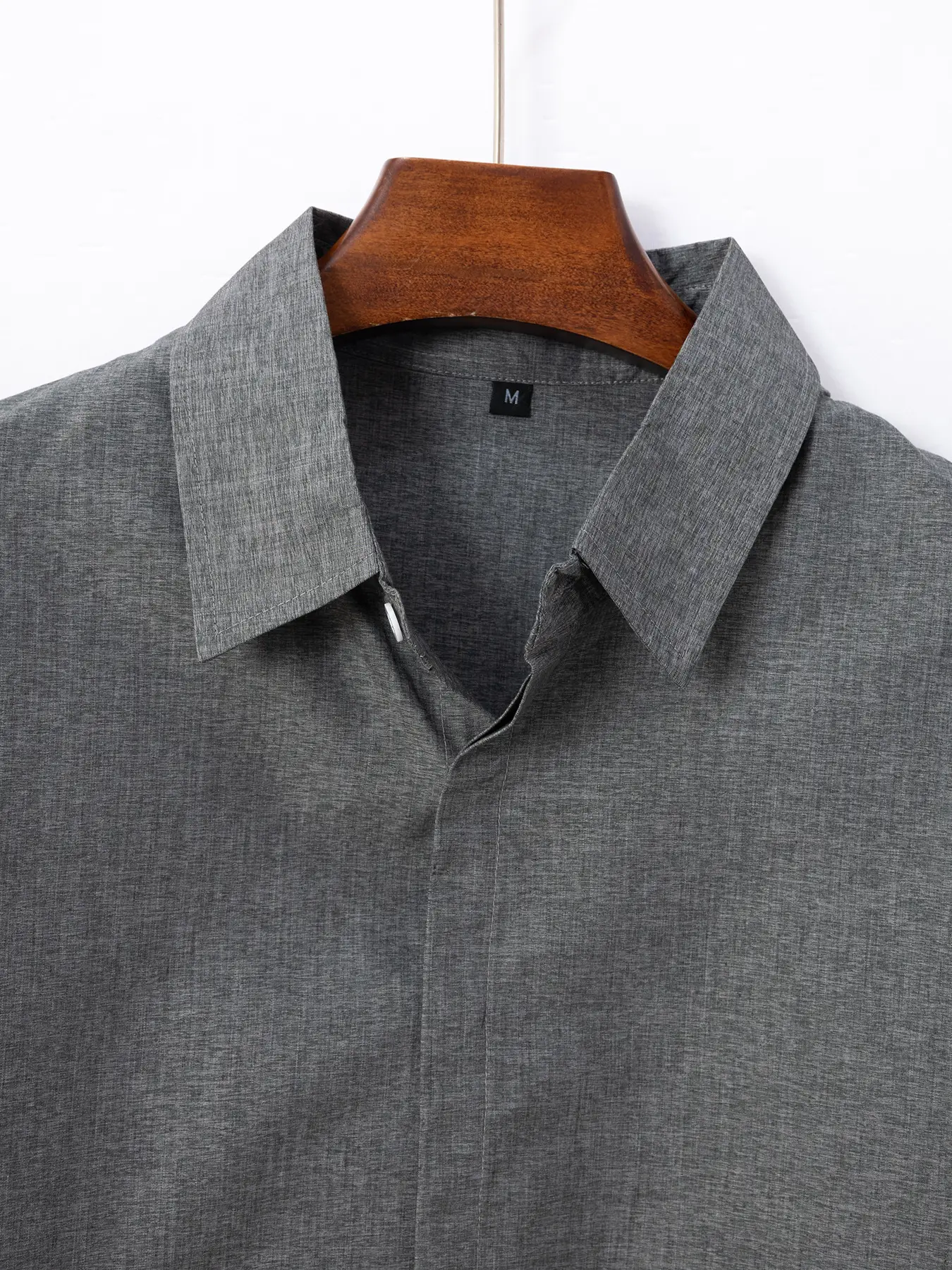 Men's Grey Patchwork Long Sleeve Shirt 2026 — feature 10