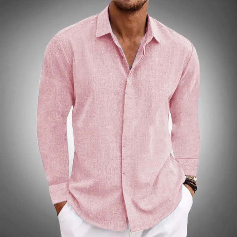 Men's Grey Patchwork Long Sleeve Shirt 2026 - Image 4