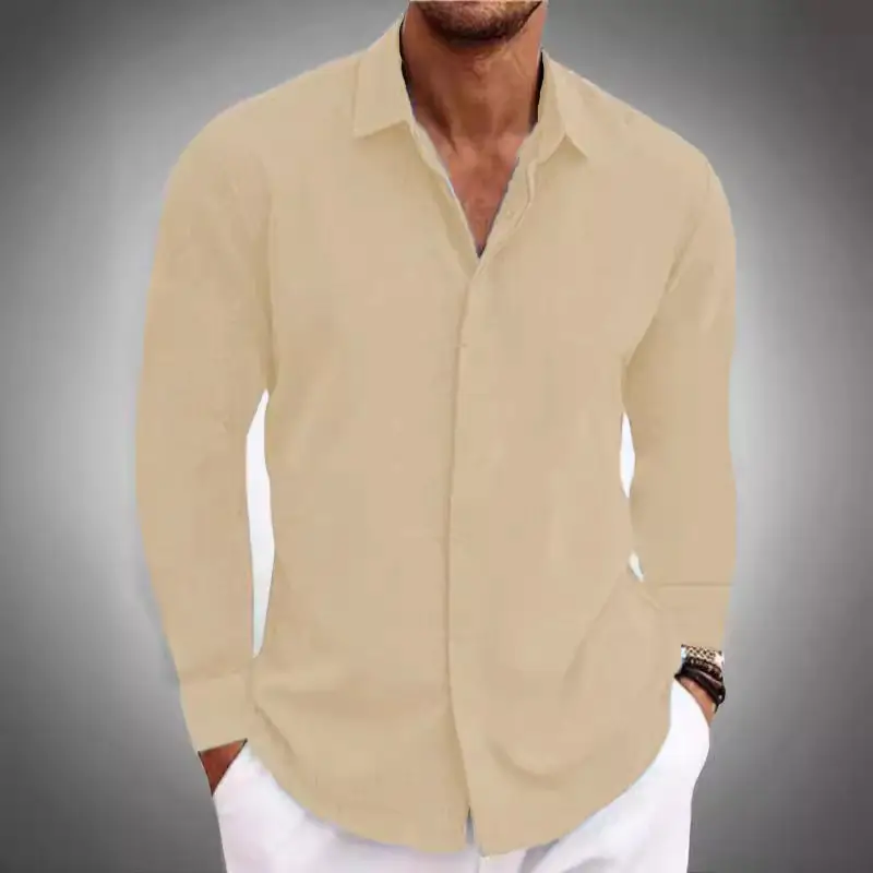 Men's Grey Patchwork Long Sleeve Shirt 2026 - Image 7