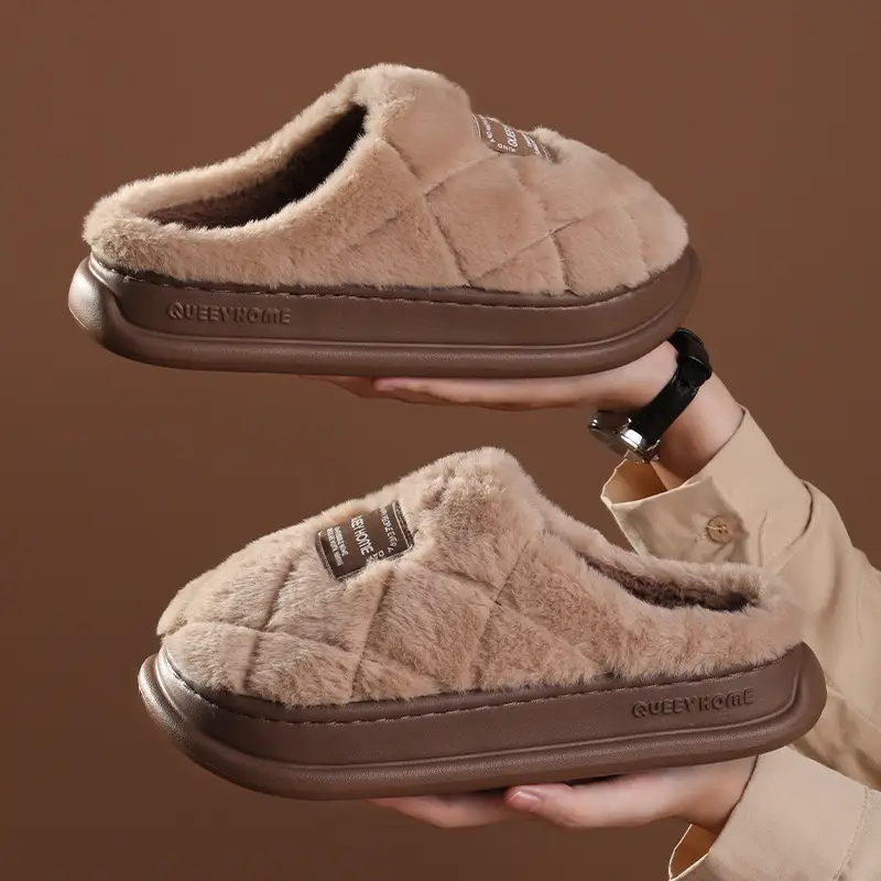 Winter Cotton Slippers for Men 2025 New Model Home Use Non-Slip Plush Warm Outdoor Thick-Soled Cotton Slippers for Women Winter - Image 7