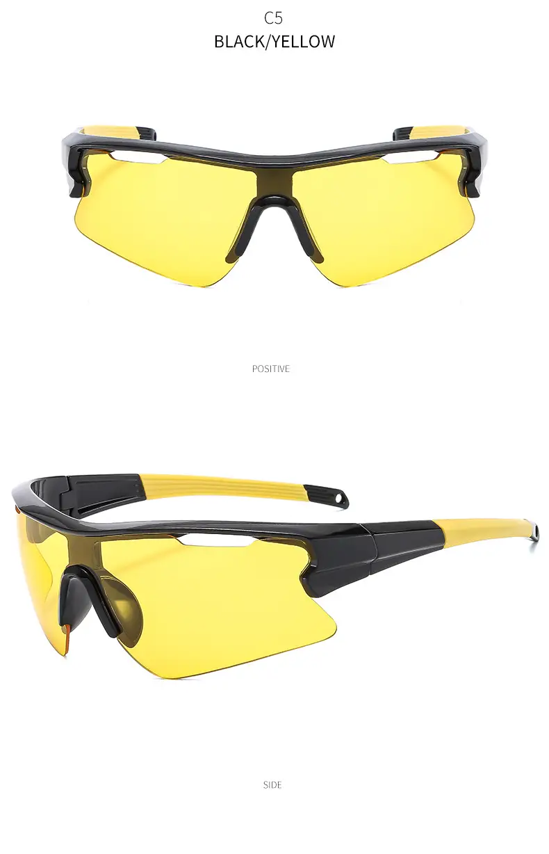 Men's Yellow Sunglasses with Big Frame & Windproof Design — feature 19
