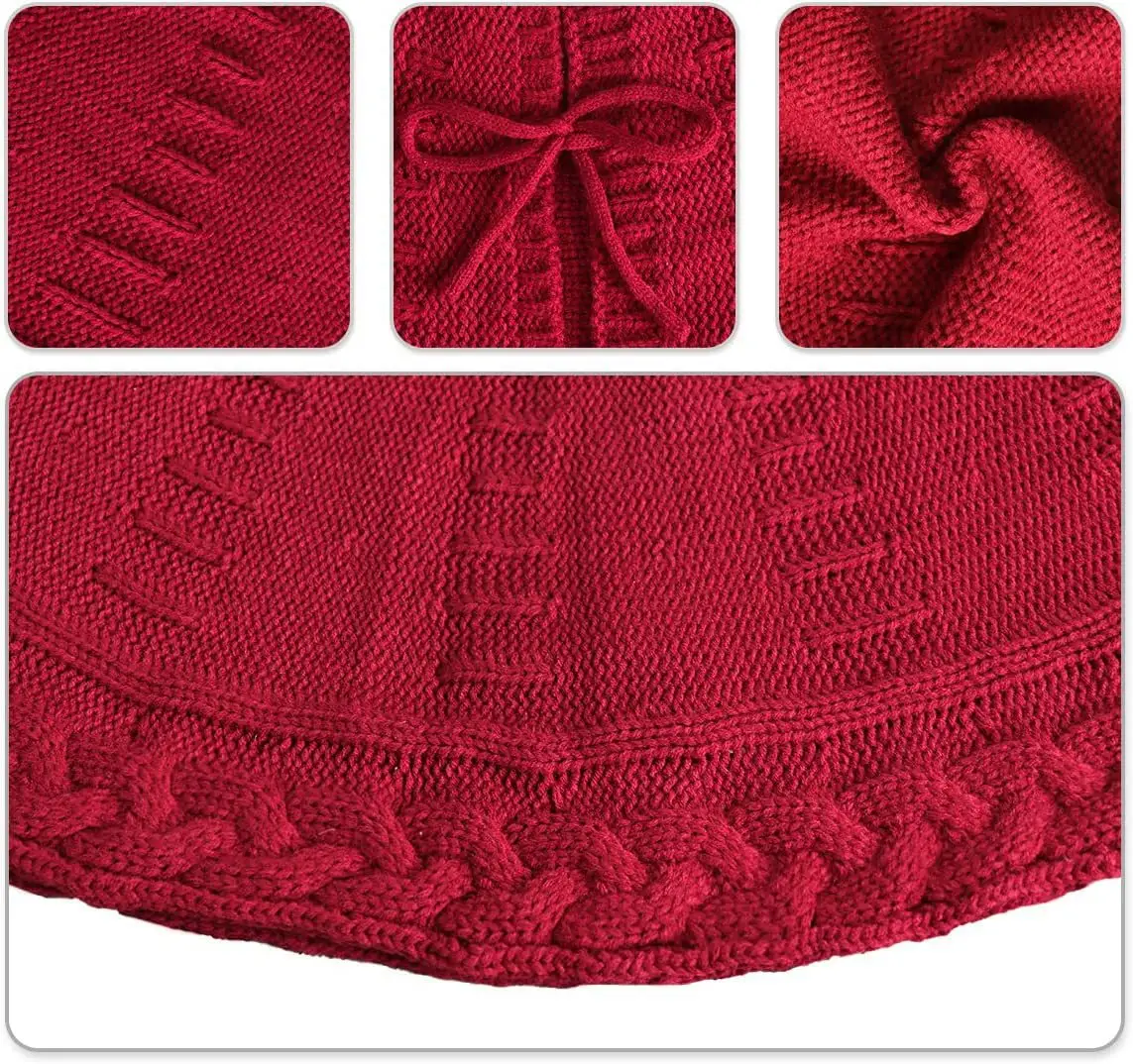 Red Knitted Christmas Tree Dress Apron with Laces — feature 8