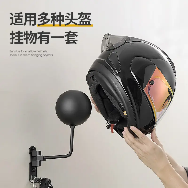 Wall Mountable Helmet Rack 180° Turn Black Metal - Image 13