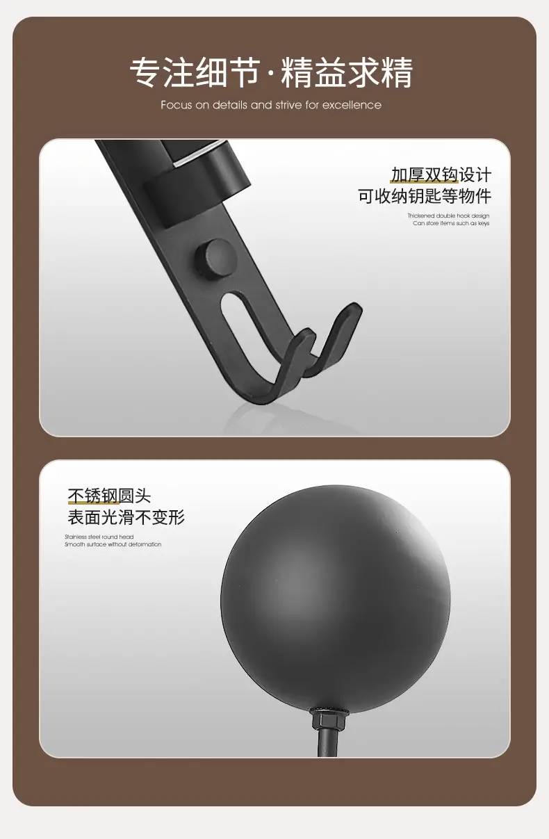 Wall Mountable Helmet Rack 180° Turn Black Metal — feature 16