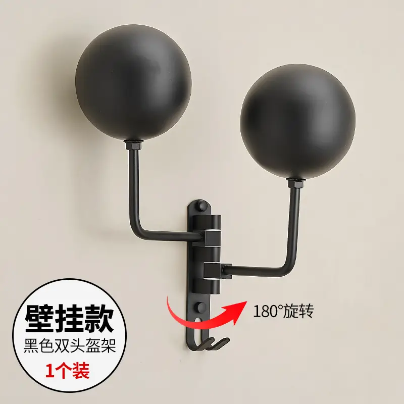 Wall Mountable Helmet Rack 180° Turn Black Metal - Image 5