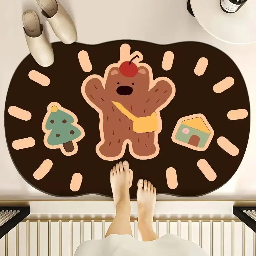 Cartoon Dog Bear Floor Mat Water Absorbent Quick-Drying — feature 1