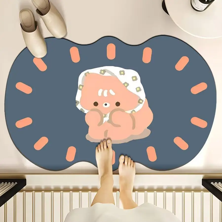 Cartoon Dog Bear Floor Mat Water Absorbent Quick-Drying