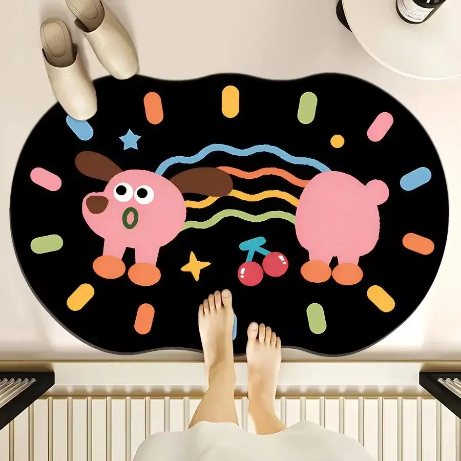Cartoon Dog Bear Floor Mat Water Absorbent Quick-Drying