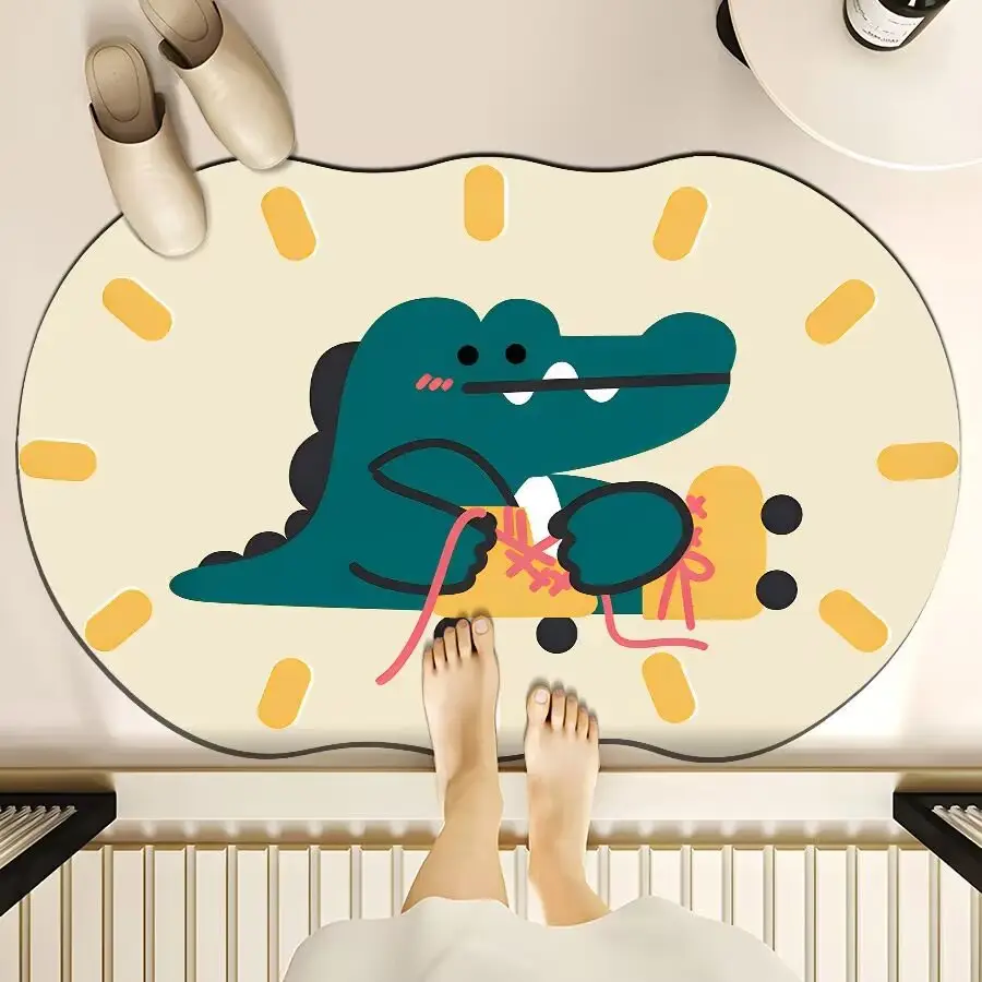 Cartoon Dog Bear Floor Mat Water Absorbent Quick-Drying