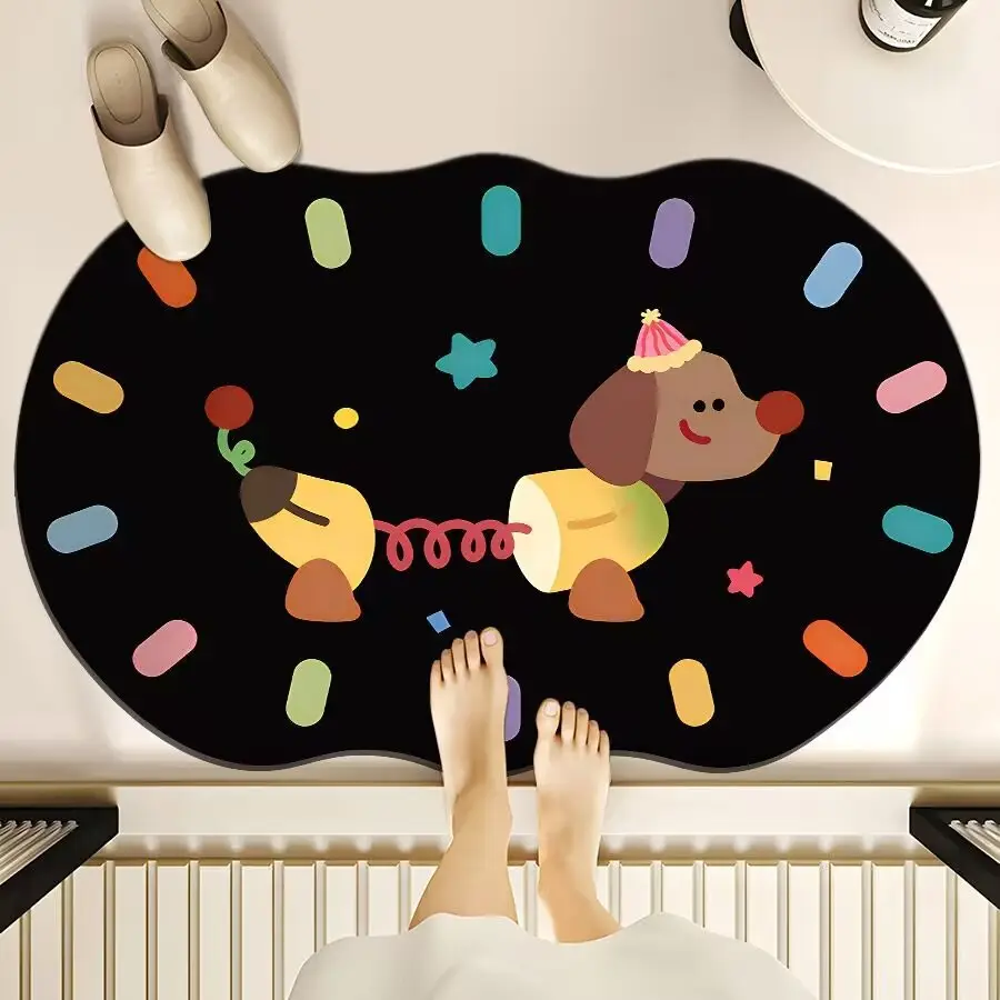 Cartoon Dog Bear Floor Mat Water Absorbent Quick-Drying