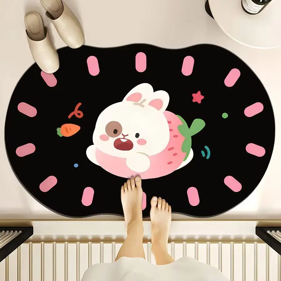 Cartoon Dog Bear Floor Mat Water Absorbent Quick-Drying