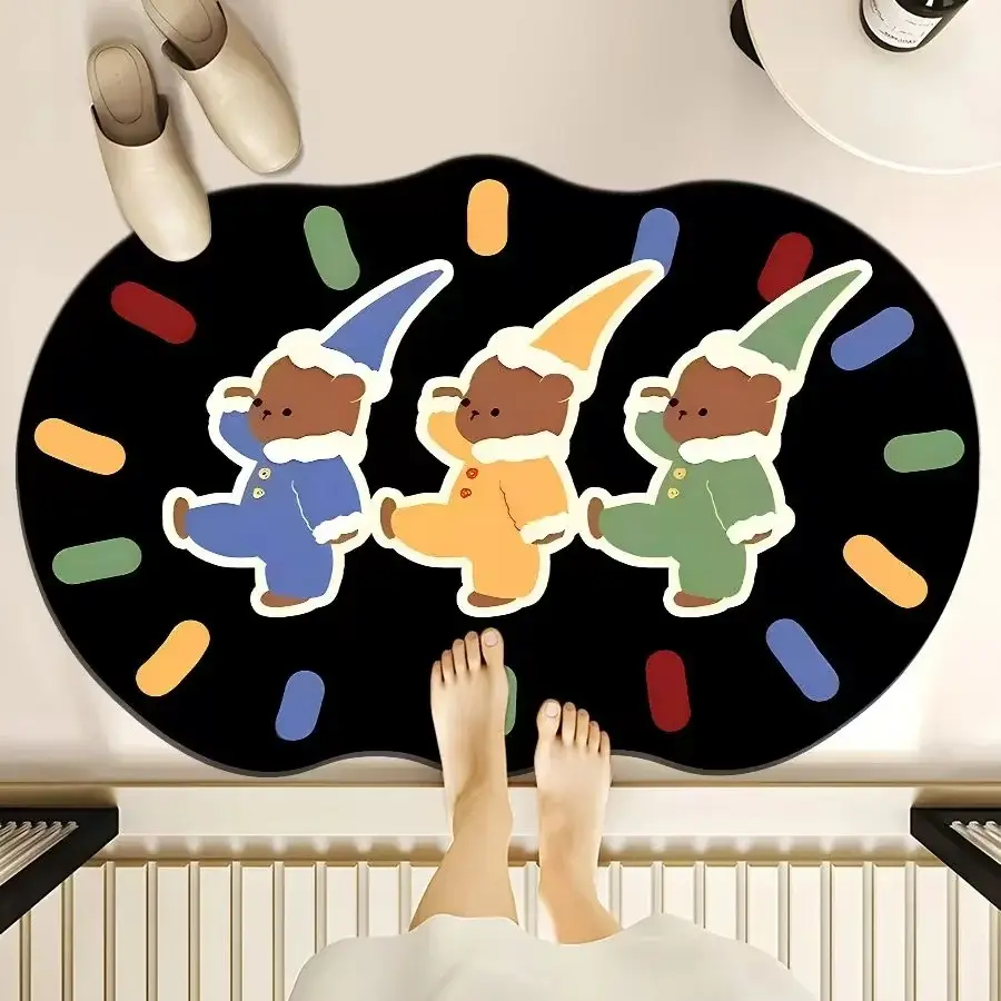 Cartoon Dog Bear Floor Mat Water Absorbent Quick-Drying