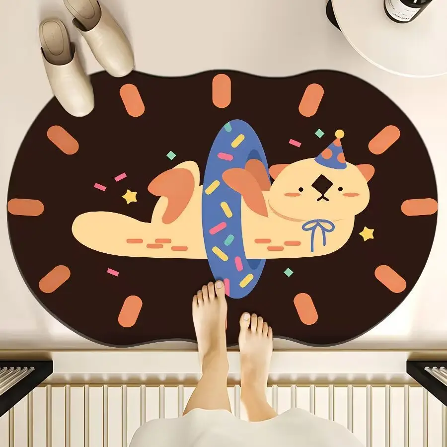 Cartoon Dog Bear Floor Mat Water Absorbent Quick-Drying