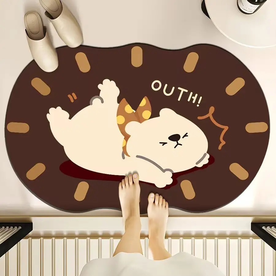 Cartoon Dog Bear Floor Mat Water Absorbent Quick-Drying