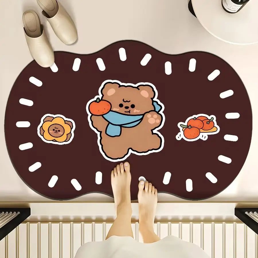 Cartoon Dog Bear Floor Mat Water Absorbent Quick-Drying