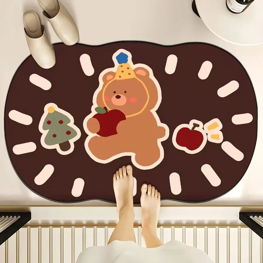 Cartoon Dog Bear Floor Mat Water Absorbent Quick-Drying