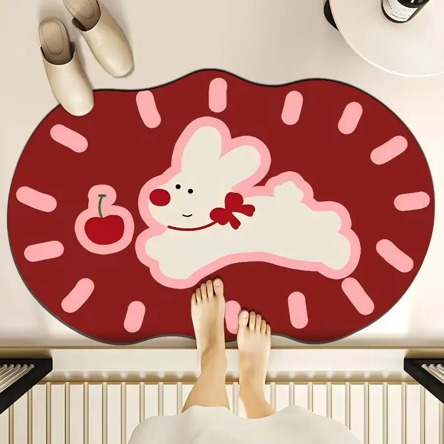 Cartoon Dog Bear Floor Mat Water Absorbent Quick-Drying