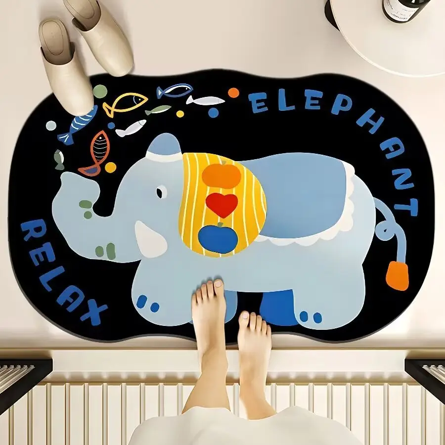 Cartoon Dog Bear Floor Mat Water Absorbent Quick-Drying