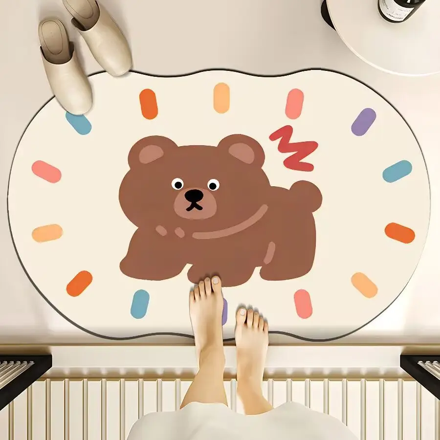 Cartoon Dog Bear Floor Mat Water Absorbent Quick-Drying