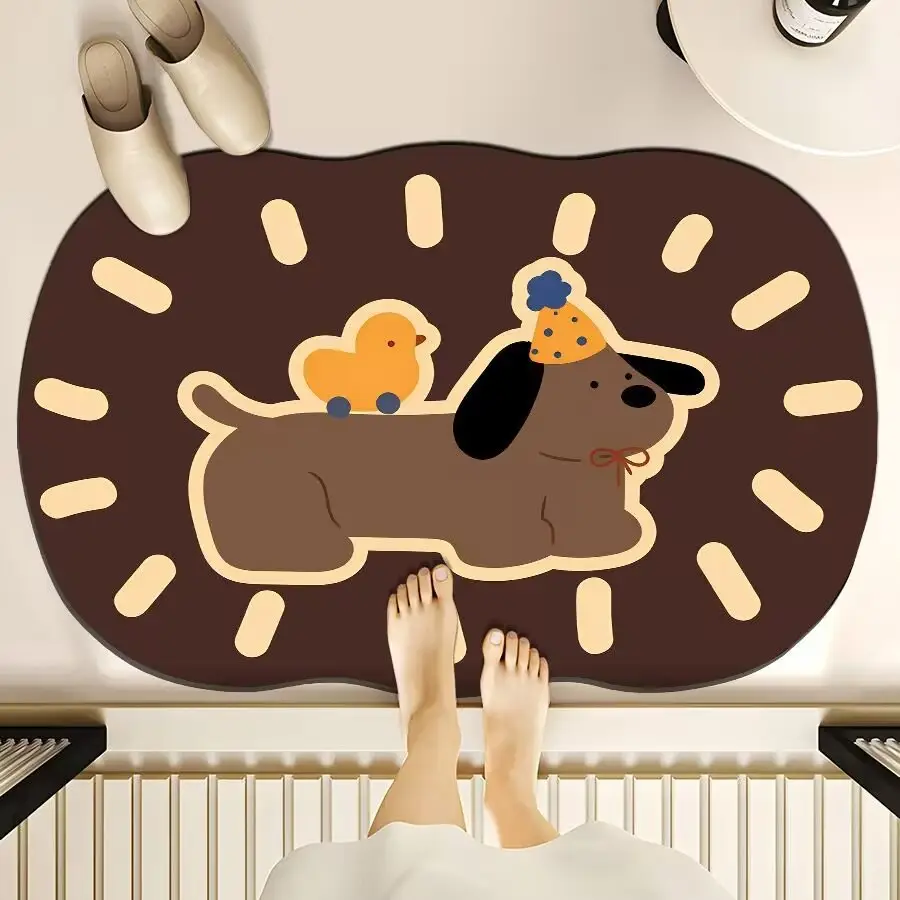 Cartoon Dog Bear Floor Mat Water Absorbent Quick-Drying