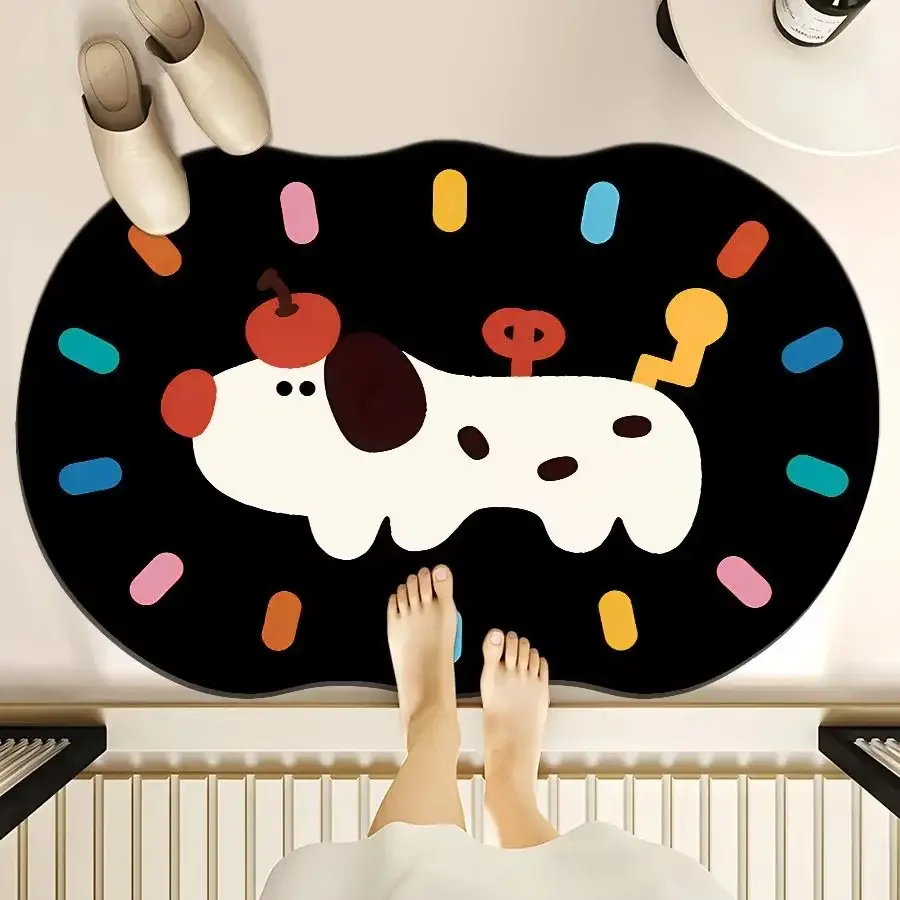 Cartoon Dog Bear Floor Mat Water Absorbent Quick-Drying