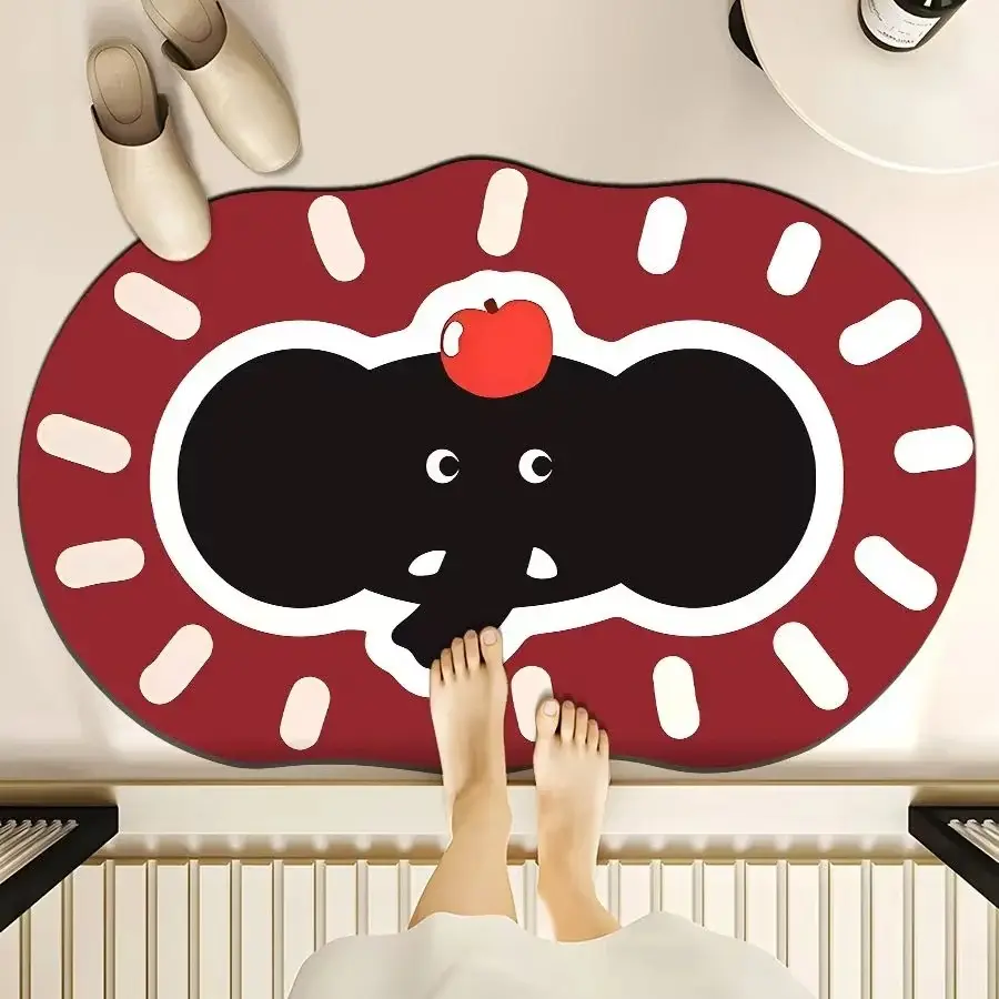 Cartoon Dog Bear Floor Mat Water Absorbent Quick-Drying