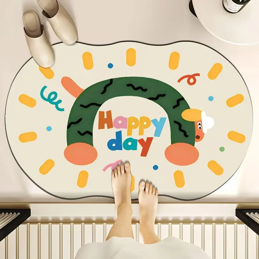 Cartoon Dog Bear Floor Mat Water Absorbent Quick-Drying