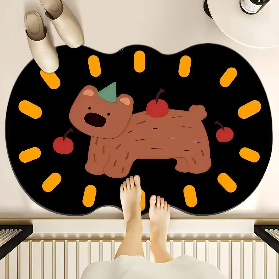 Cartoon Dog Bear Floor Mat Water Absorbent Quick-Drying
