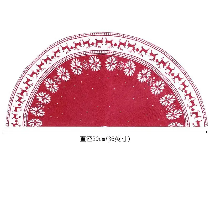 2024 Knitted Red Christmas Tree Skirt with Elk Design — feature 5