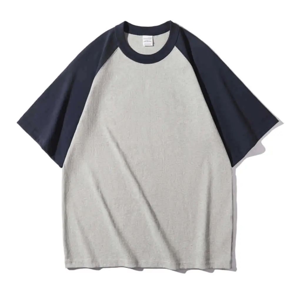 Men Raglan Sleeve T-Shirt Black Brown Loose Fit - Image 11