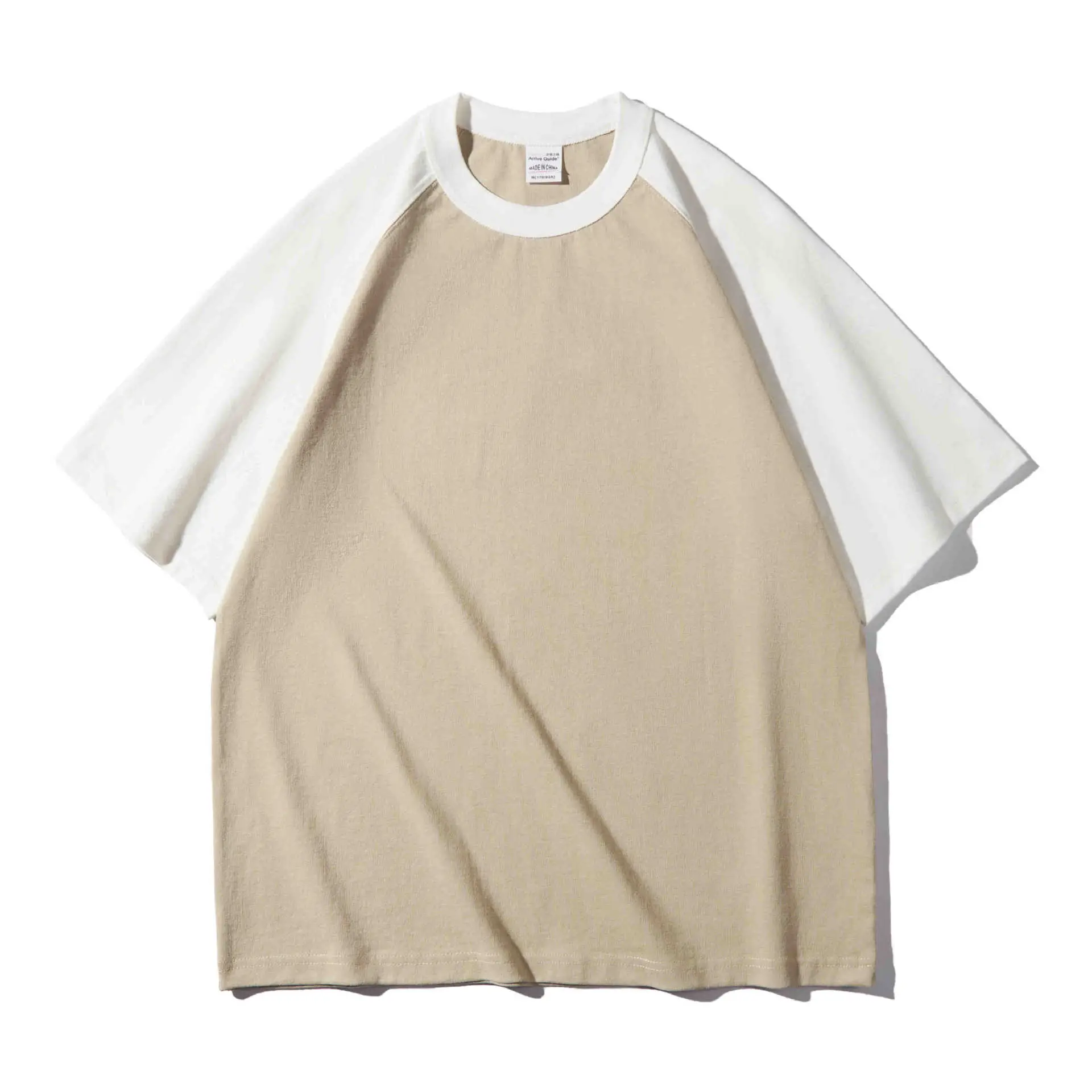 Men Raglan Sleeve T-Shirt Black Brown Loose Fit - Image 6