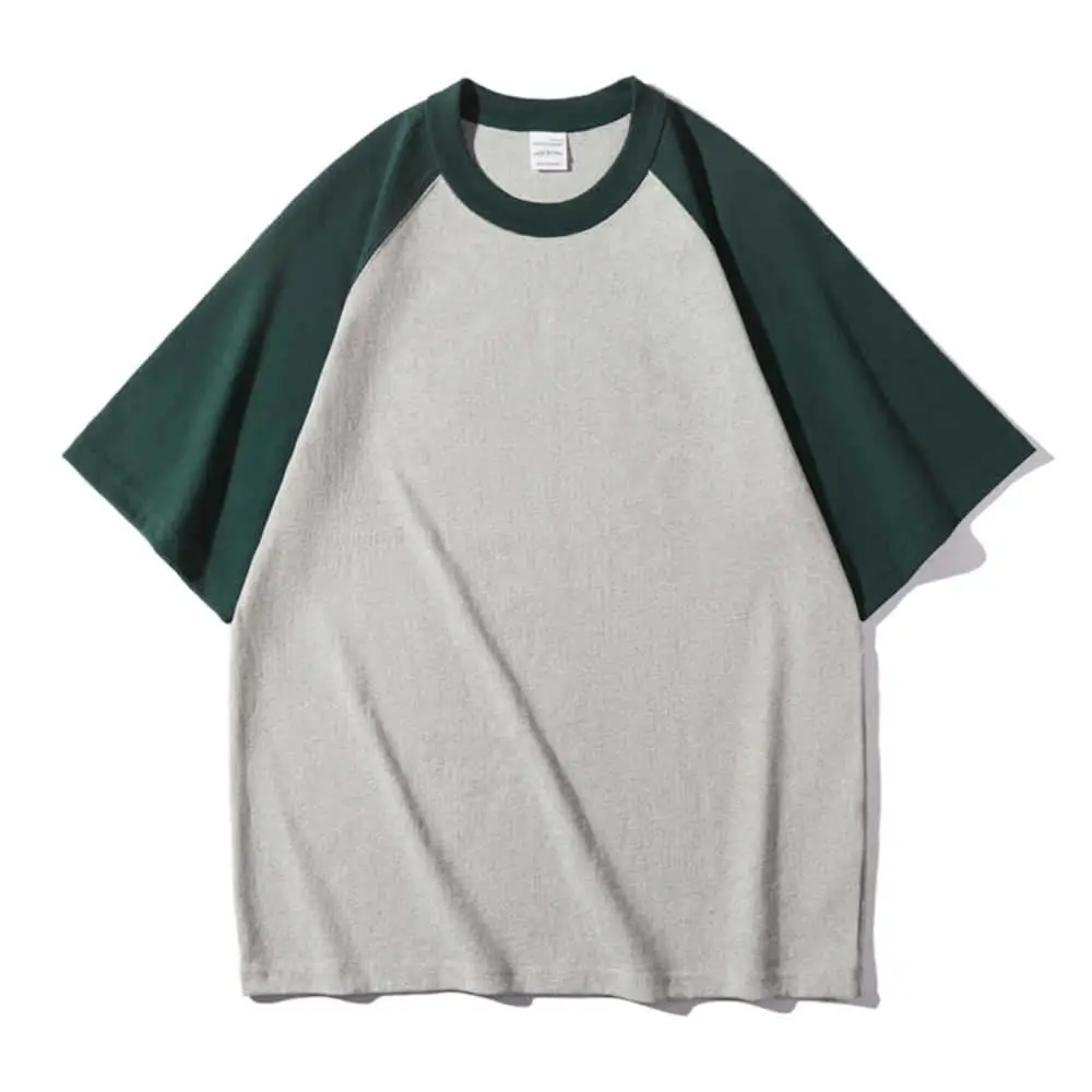 Men Raglan Sleeve T-Shirt Black Brown Loose Fit - Image 8