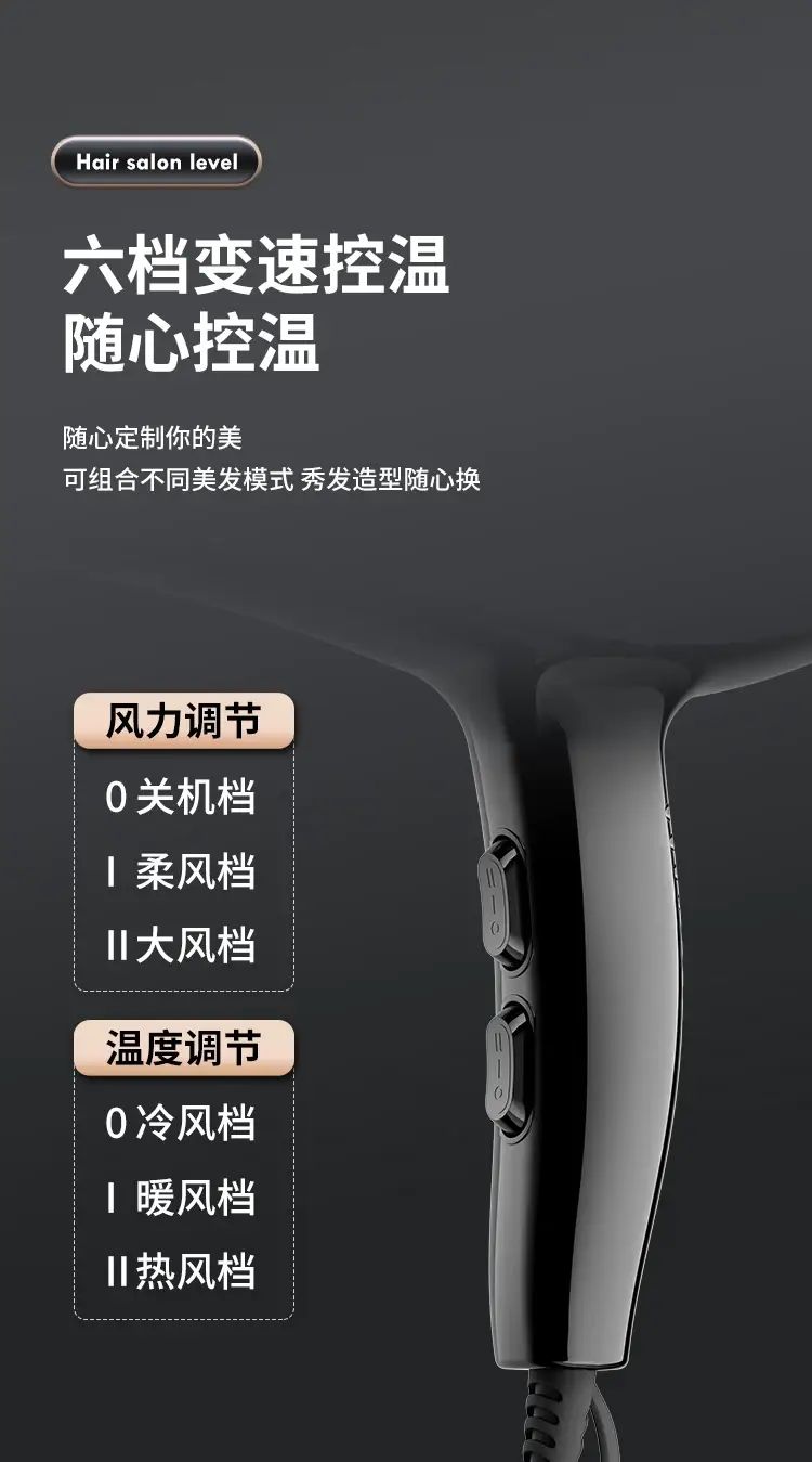 Hair Dryer with 6 Speed Temp Control & Wind Mode — feature 14
