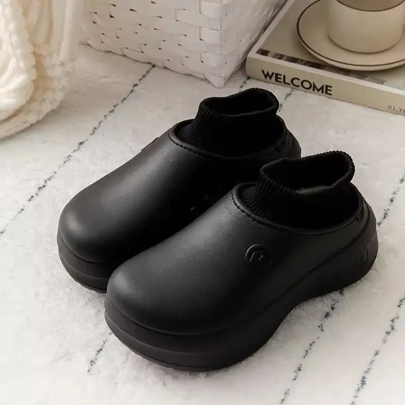 6.0 Thick-soled Heightened Waterproof New Style Cotton Slippers Women's Autumn and Winter Non-slip Home Indoor Warm Moon Shoes Soft - Image 5
