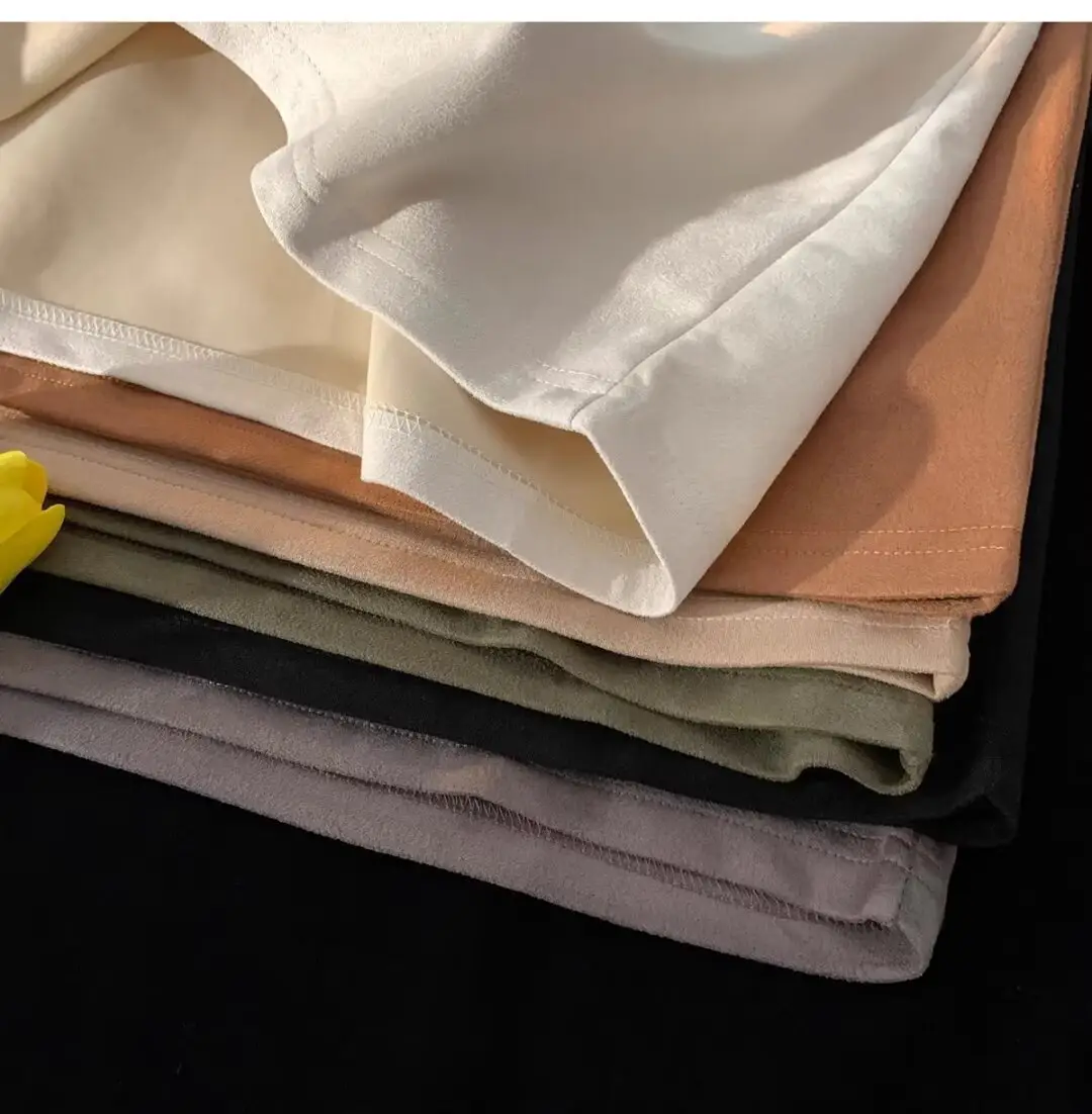 Men Suede T-Shirt Brown Loose Fit Spring Summer — feature 14