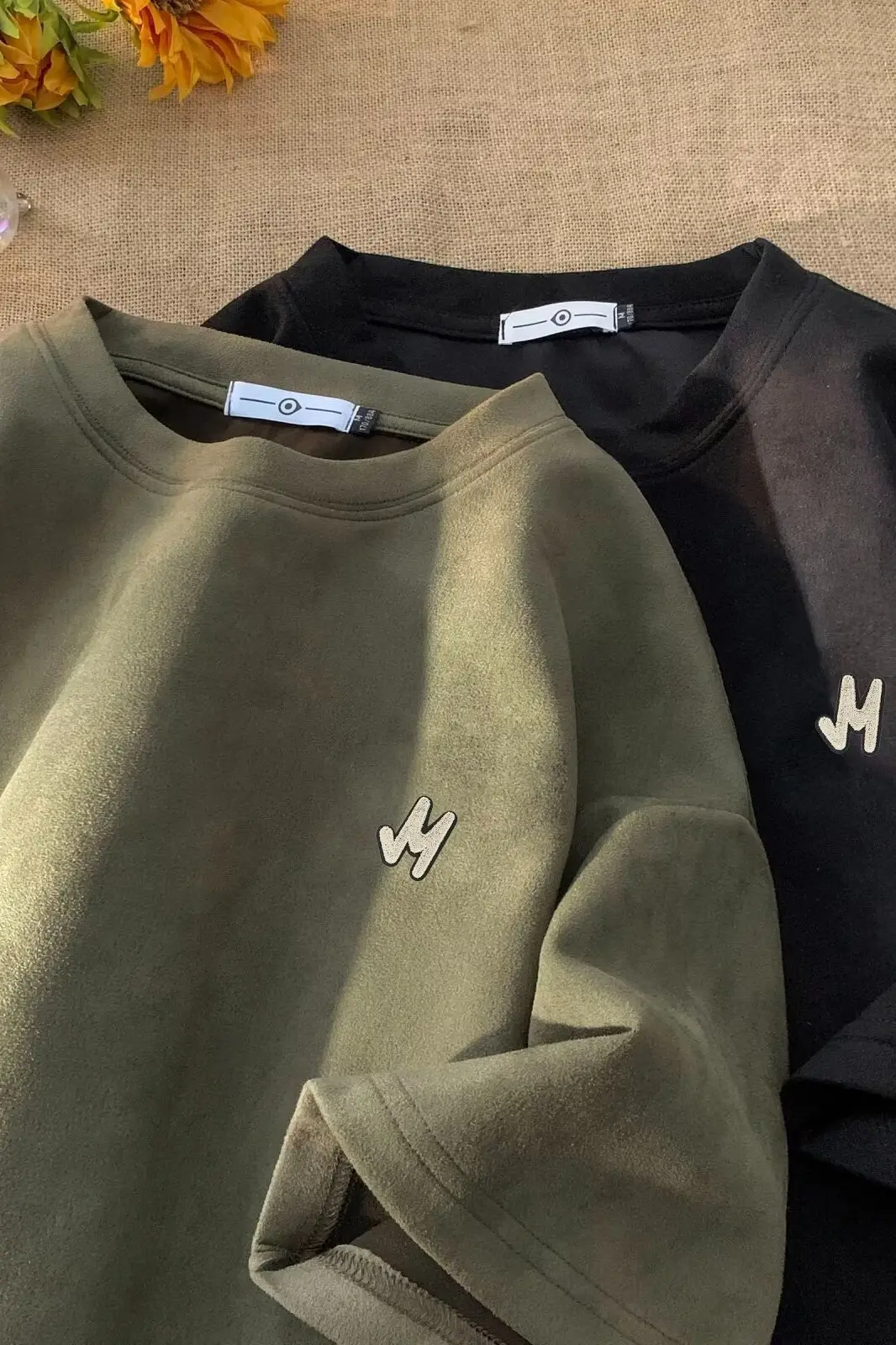 Men Suede T-Shirt Brown Loose Fit Spring Summer — feature 34