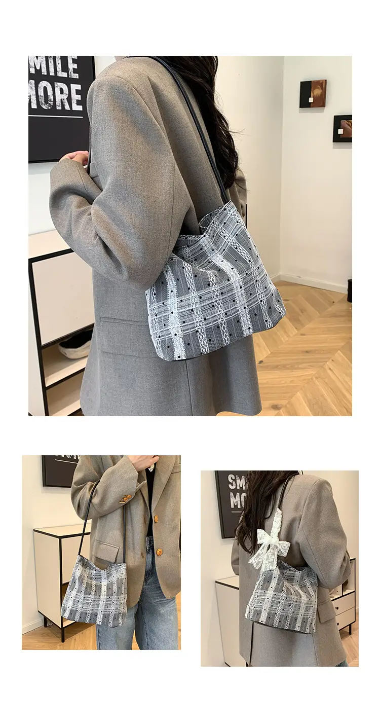 White Polka Dot Women's Shoulder Bag with Bow — feature 14