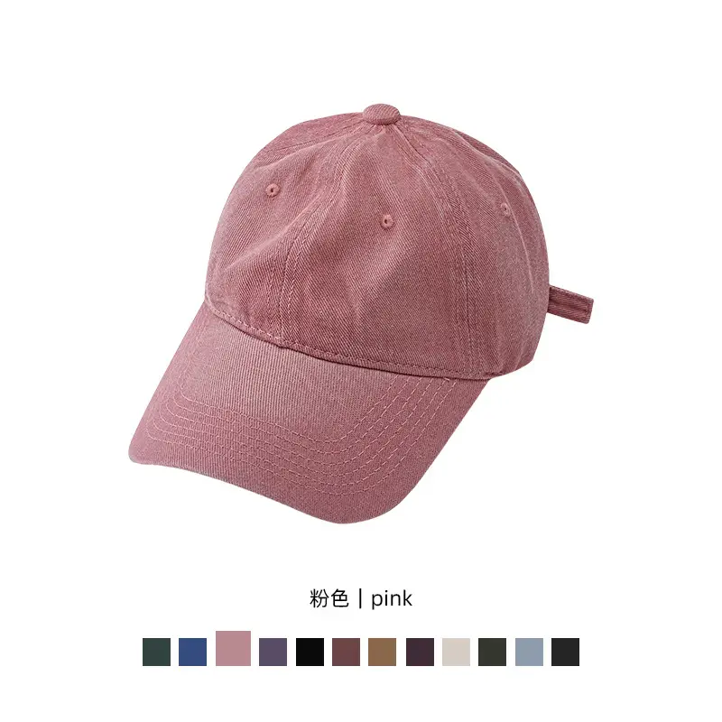 Pink Embroidered Denim Baseball Cap for Men
