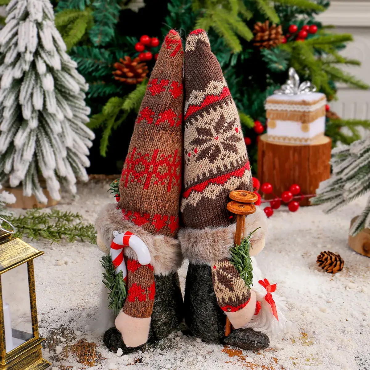 New Christmas Knitted Snowflake Pointed Hat Doll Ornaments