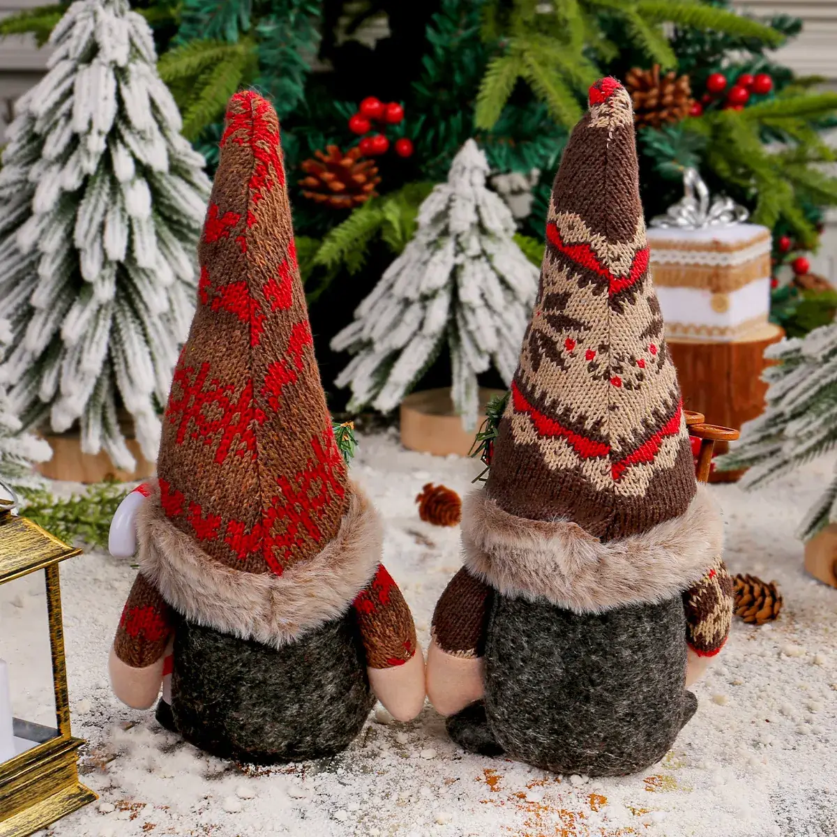 New Christmas Knitted Snowflake Pointed Hat Doll Ornaments