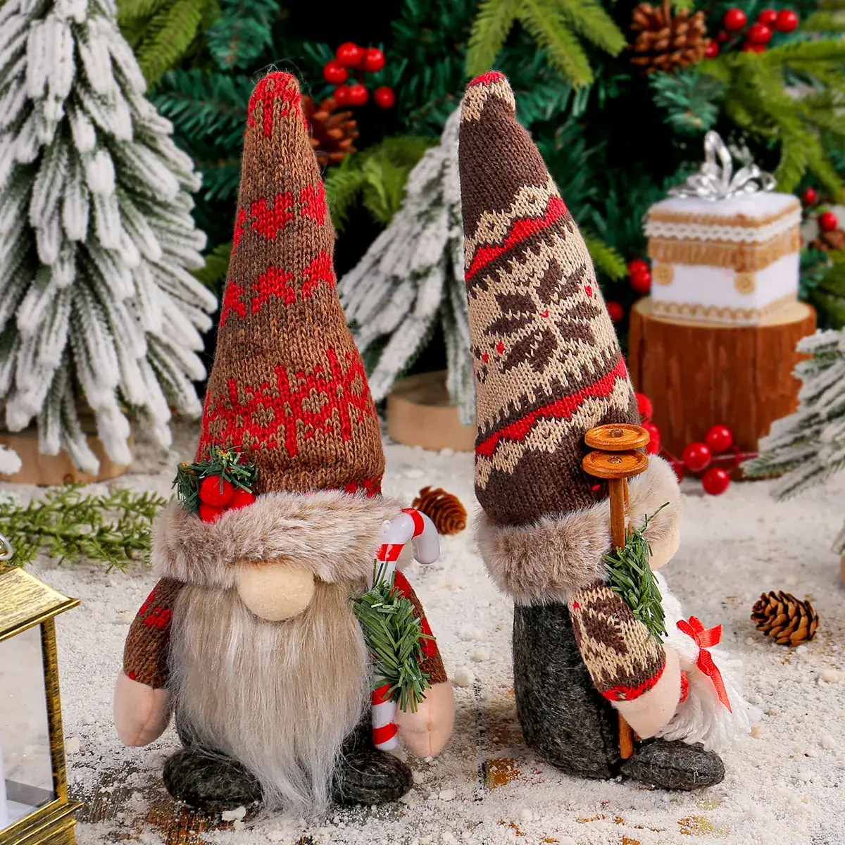 New Christmas Knitted Snowflake Pointed Hat Doll Ornaments