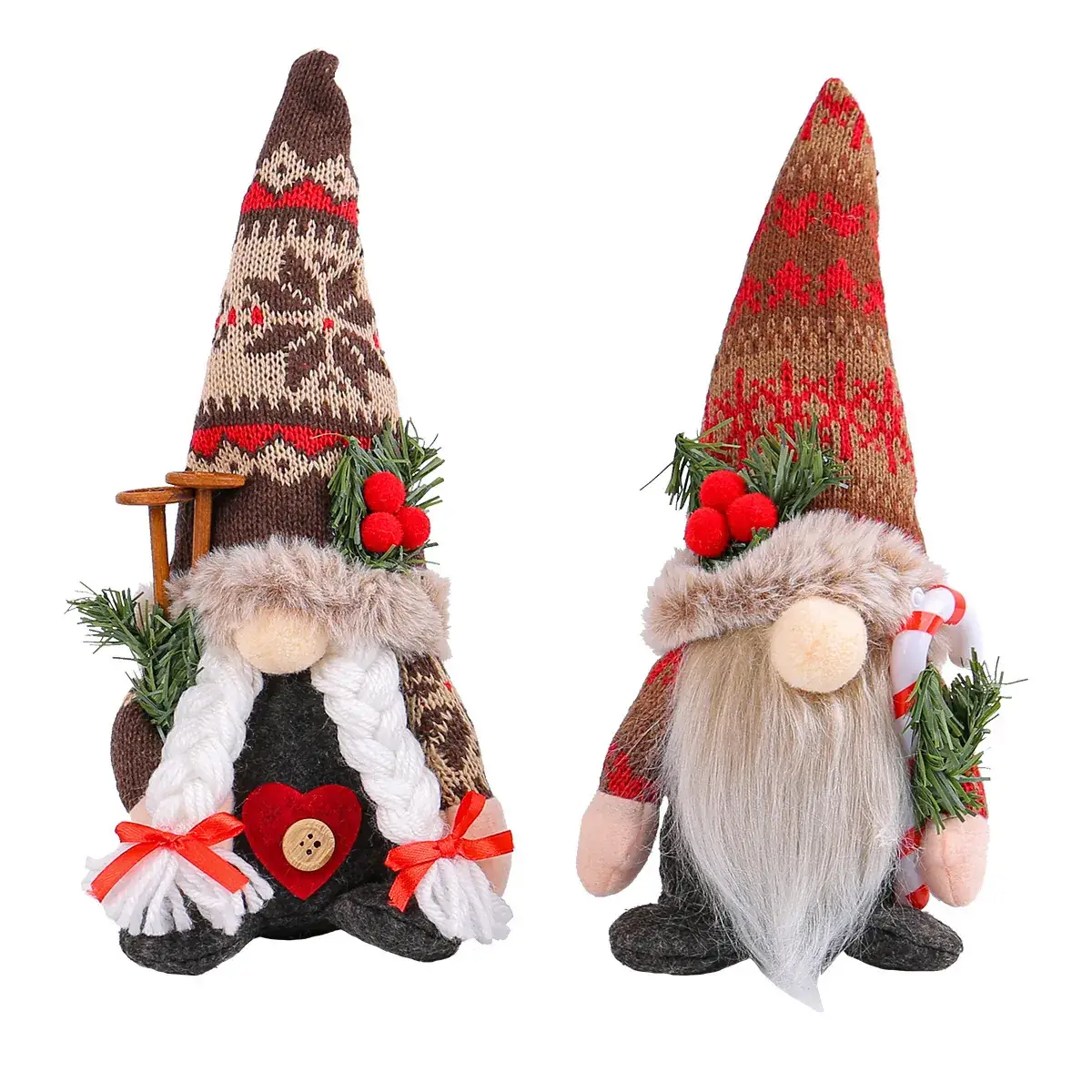 New Christmas Knitted Snowflake Pointed Hat Doll Ornaments