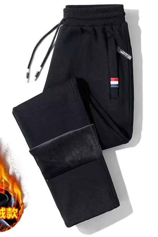 Men Fleece Lined Pants Black Grey Extra Large — feature 12