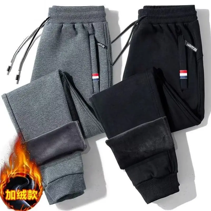 Men Fleece Lined Pants Black Grey Extra Large — feature 3