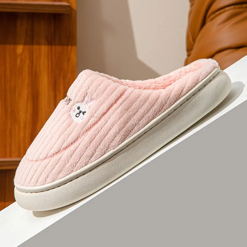 Cotton Slippers for Women, Indoor Home Non-Slip Warm Couple Slippers, Plush Maternity Winter Slippers for Men, Fleece-Lined Couple Style