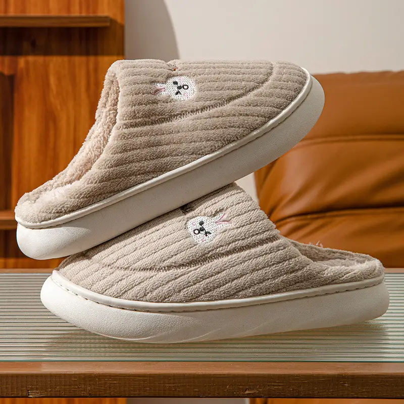 Cotton Slippers for Women, Indoor Home Non-Slip Warm Couple Slippers, Plush Maternity Winter Slippers for Men, Fleece-Lined Couple Style