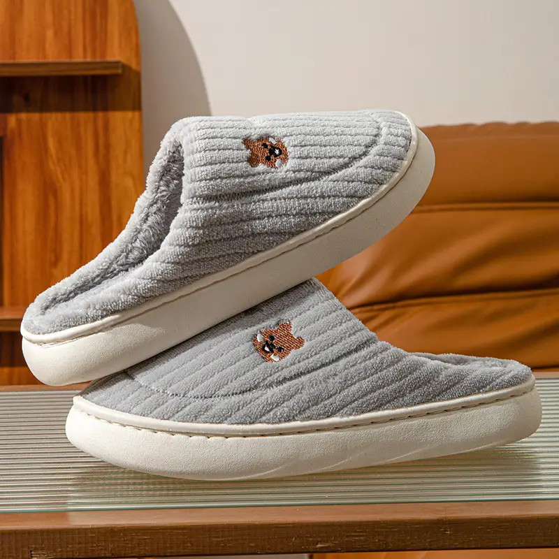 Cotton Slippers for Women, Indoor Home Non-Slip Warm Couple Slippers, Plush Maternity Winter Slippers for Men, Fleece-Lined Couple Style